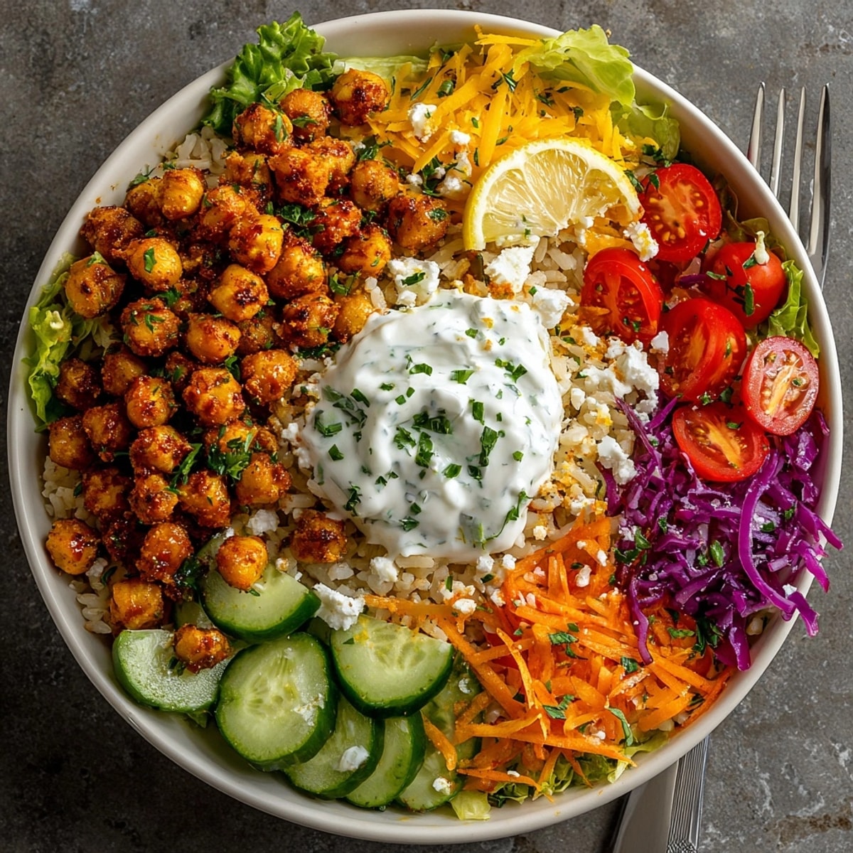 Spicy, vibrant 15-Minute Buffalo Chickpea Power Bowl, a hearty vegetarian meal for a quick lunch.