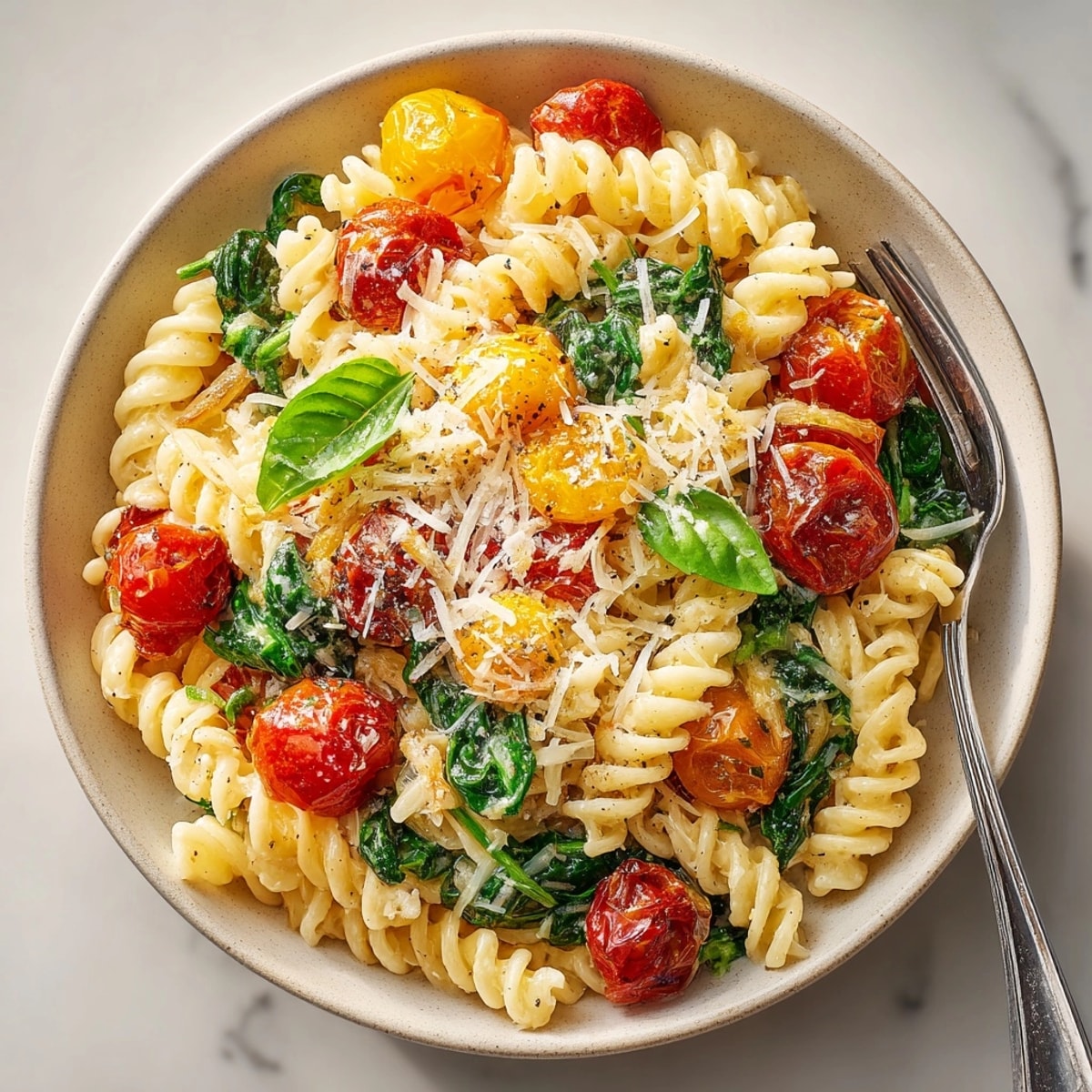Imagine flavorful, tender Creamy One-Pot Pasta; the burst cherry tomatoes coating perfectly cooked pasta.
