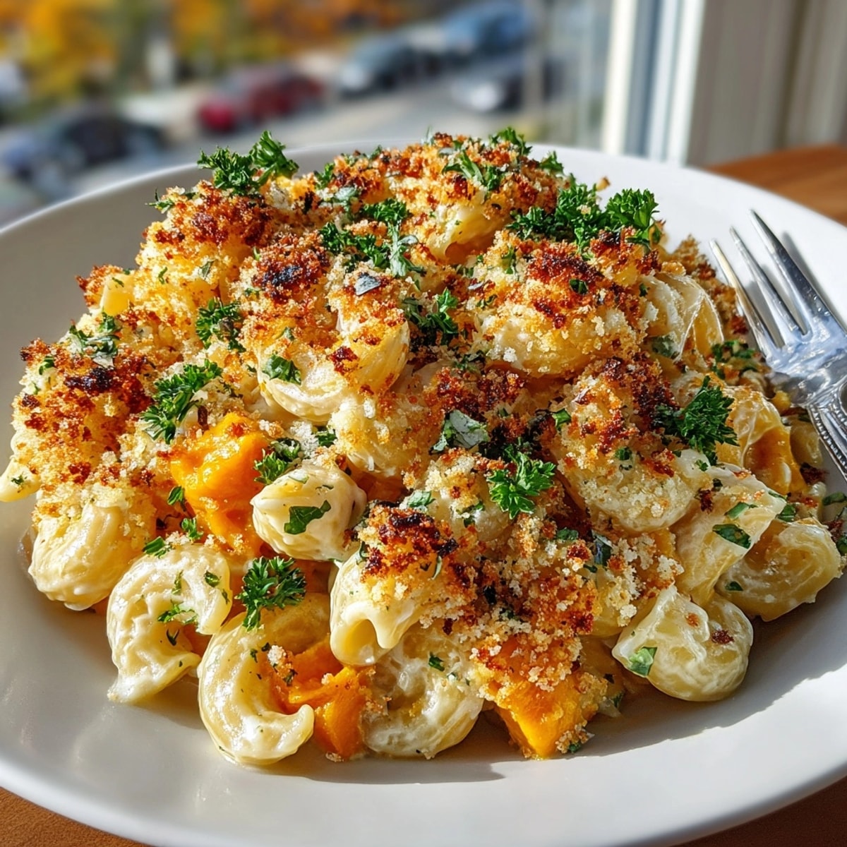 Creamy, vibrant Butternut Squash Mac and Cheese, a perfect vegetarian dinner with cheesy goodness.