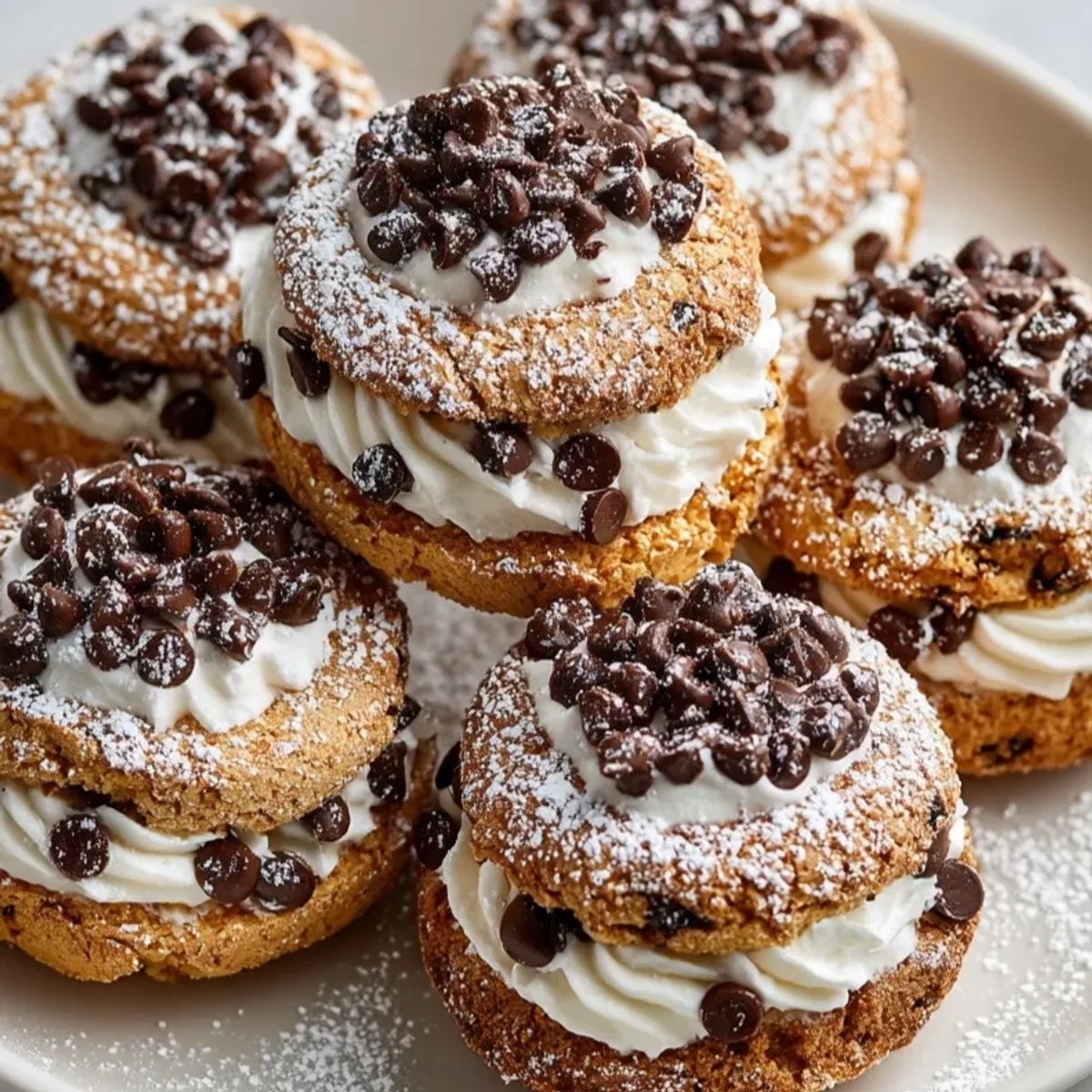 Soft Cannoli Cookies with creamy ricotta filling and mini chocolate chips, ready to enjoy