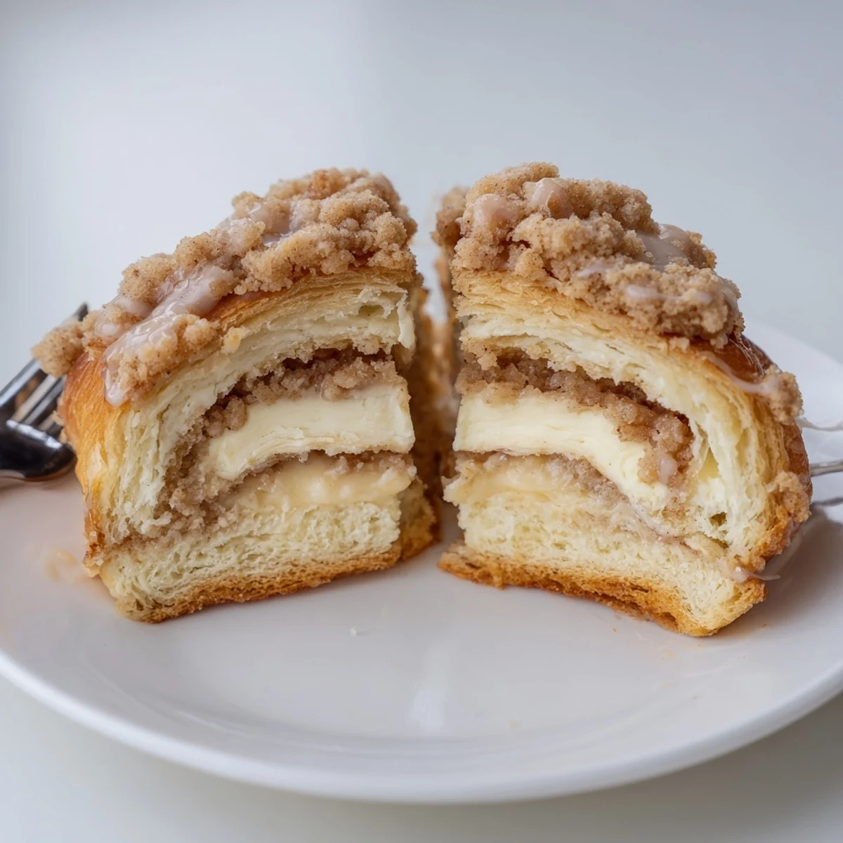Golden-brown Coffee Cream Cheese Crumb Danish with a crunchy topping and creamy filling.