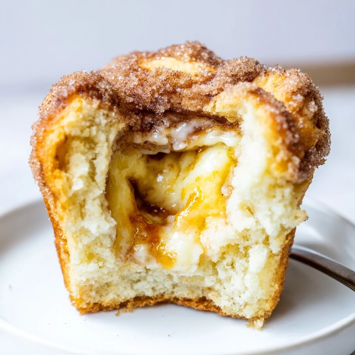 Irresistible Cheesy Churro Chaos Muffins topped with cinnamon sugar for a delightful treat.