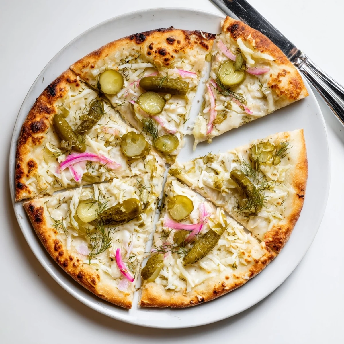 Satisfy your cravings with this adventurous, cheesy pickle pizza delight.