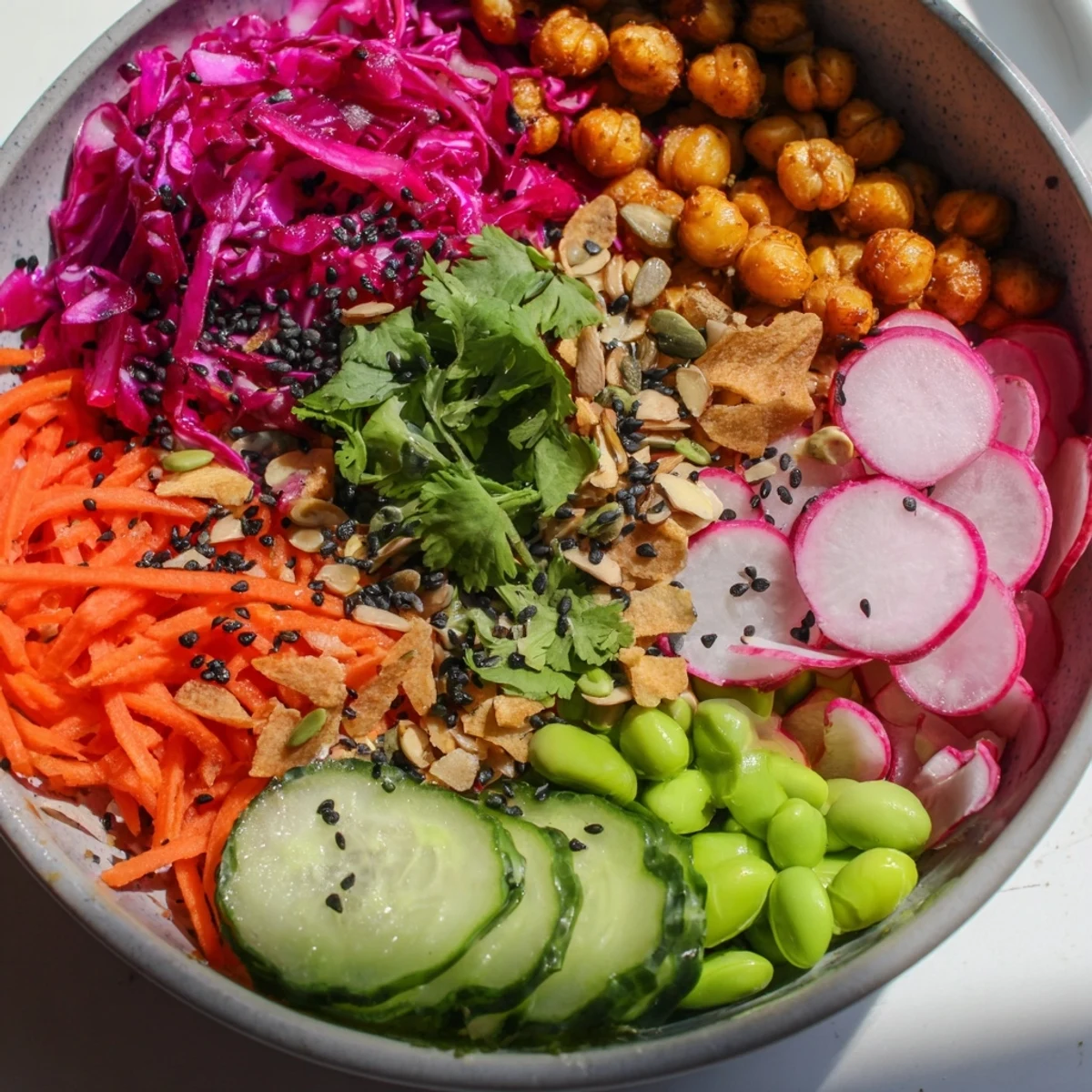 Vibrant ASMR Crunch Snack Bowls showcase a delightful mix of textures and flavors.  