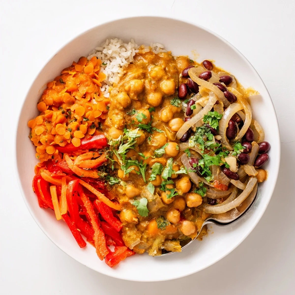 Vibrant Single-Pan Indian Chickpea Curry with coconut milk and fresh cilantro garnish.  