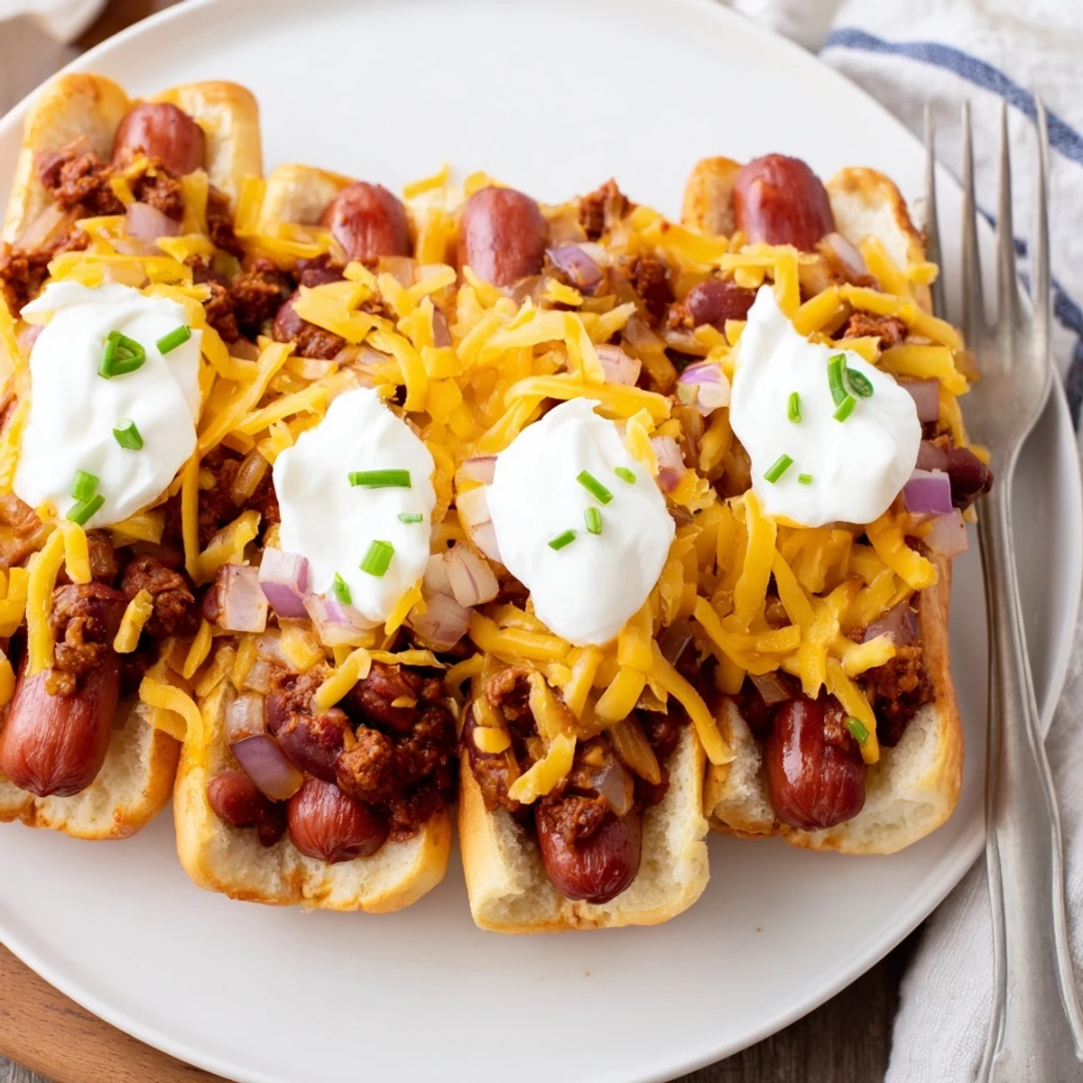 Chili Dog Cheesy Bake