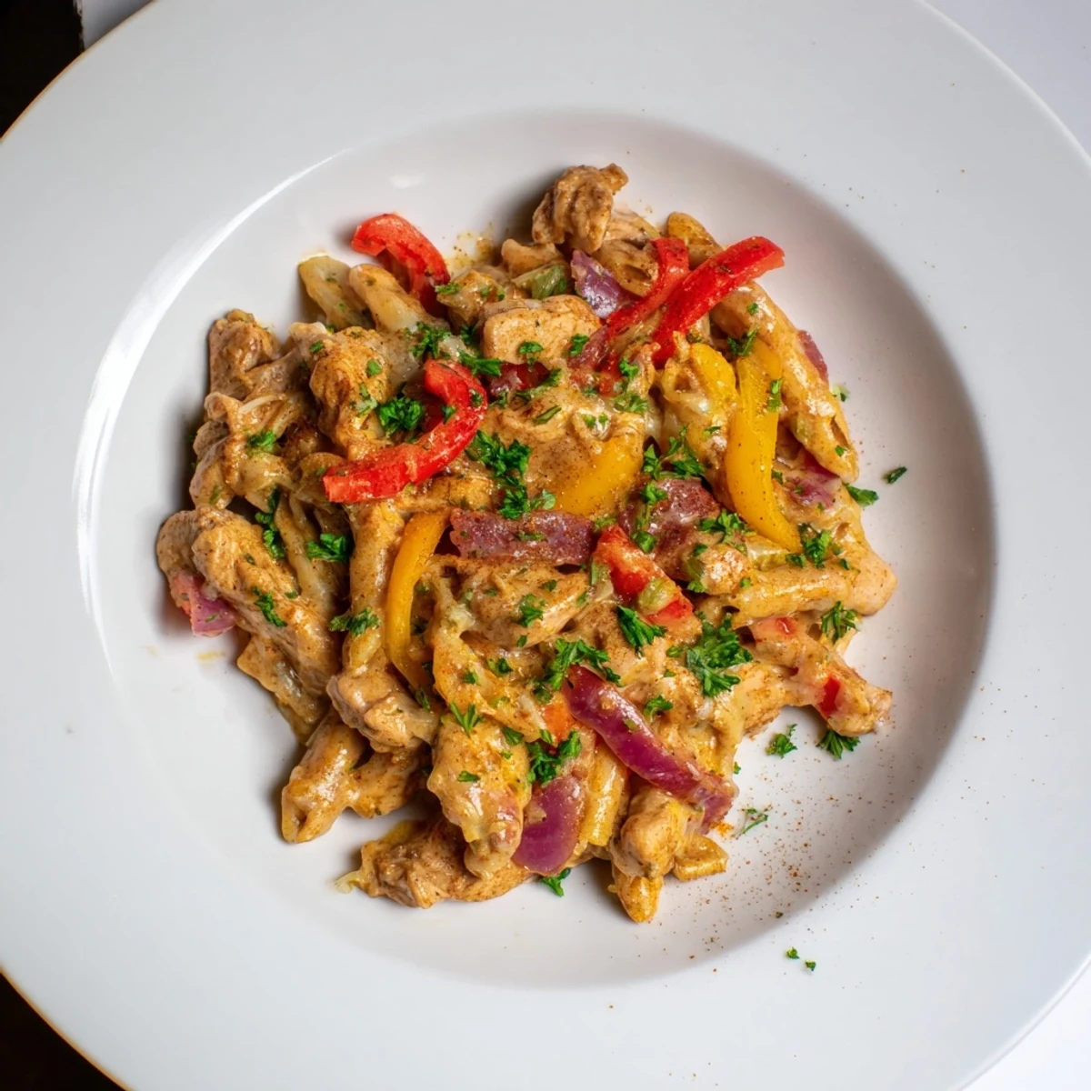 Tender chicken and penne pasta baked together in a rich Cajun-spiced sauce to create this pasta bake.