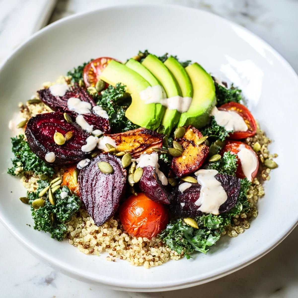 Quinoa Kale Roasted Beet Bowl