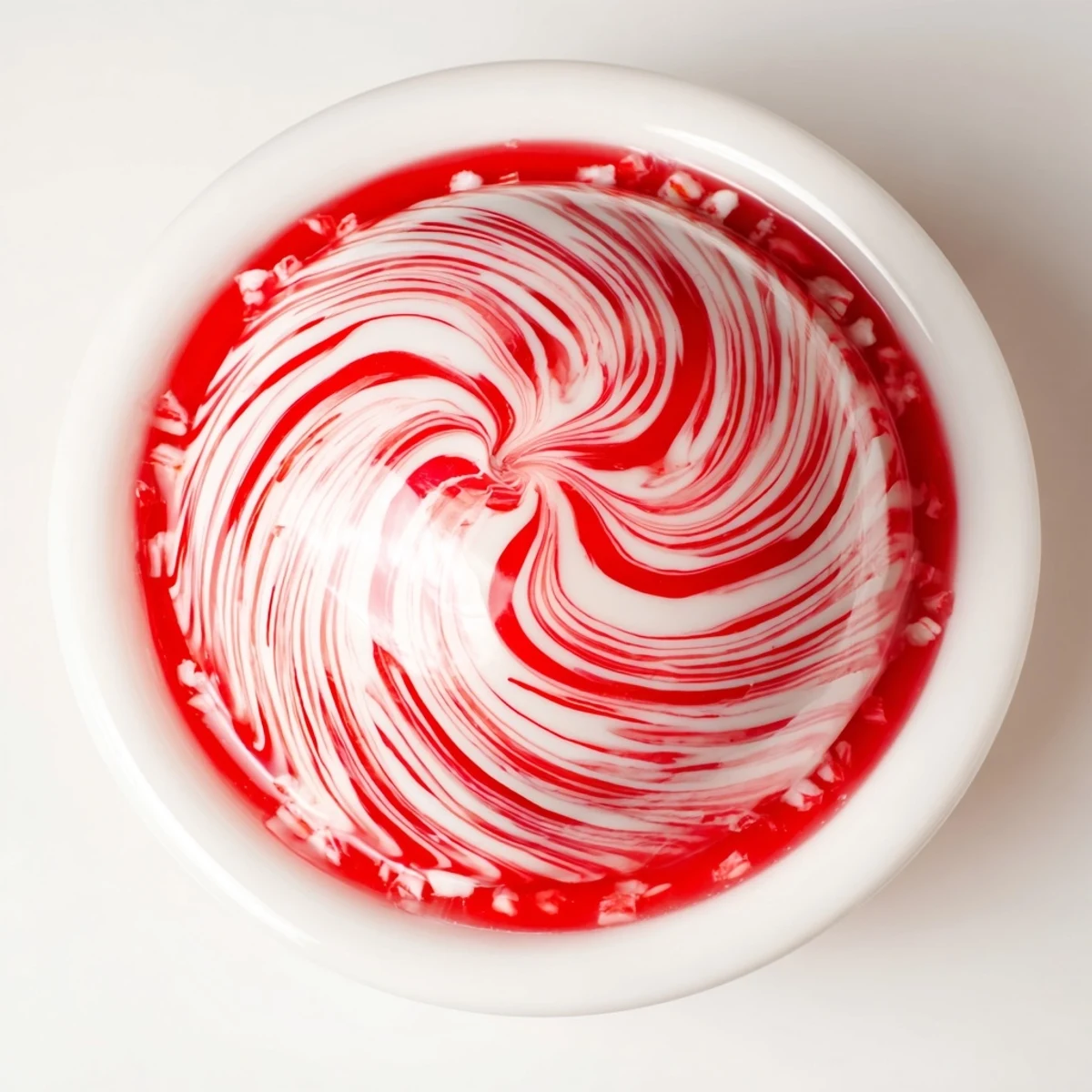 Shiny, melted peppermint candies formed into a beautiful No-Bake Peppermint Candy Bowl, ready to hold treats.