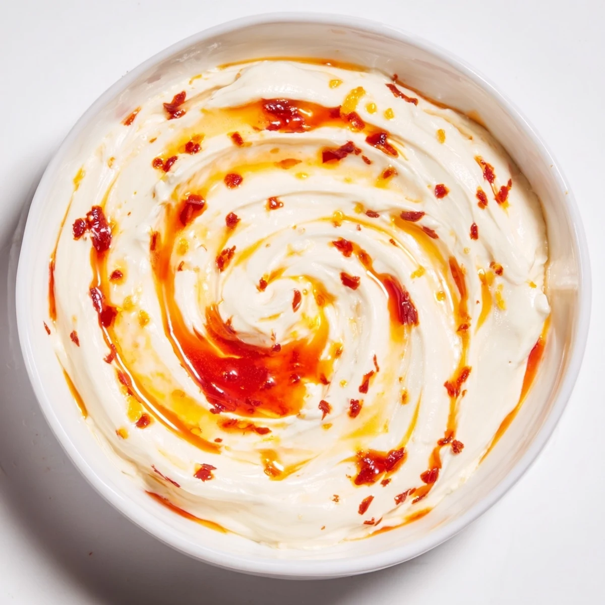 Creamy, dreamy whipped ricotta dip swirled with hot honey, ready to be scooped with crostini.