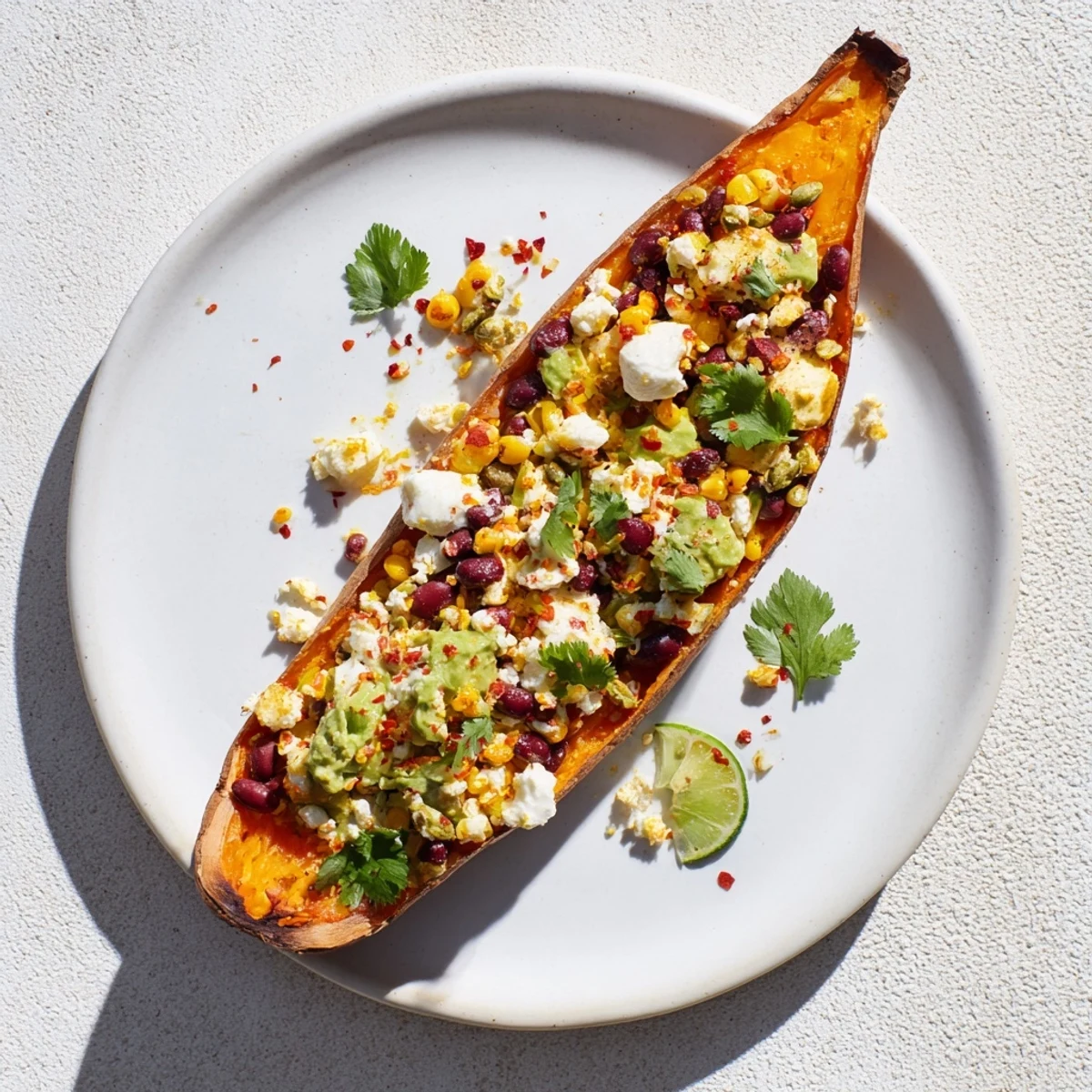 Steaming, cheesy Loaded Baked Sweet Potatoes, garnished with fresh cilantro, ready for a delicious meal.