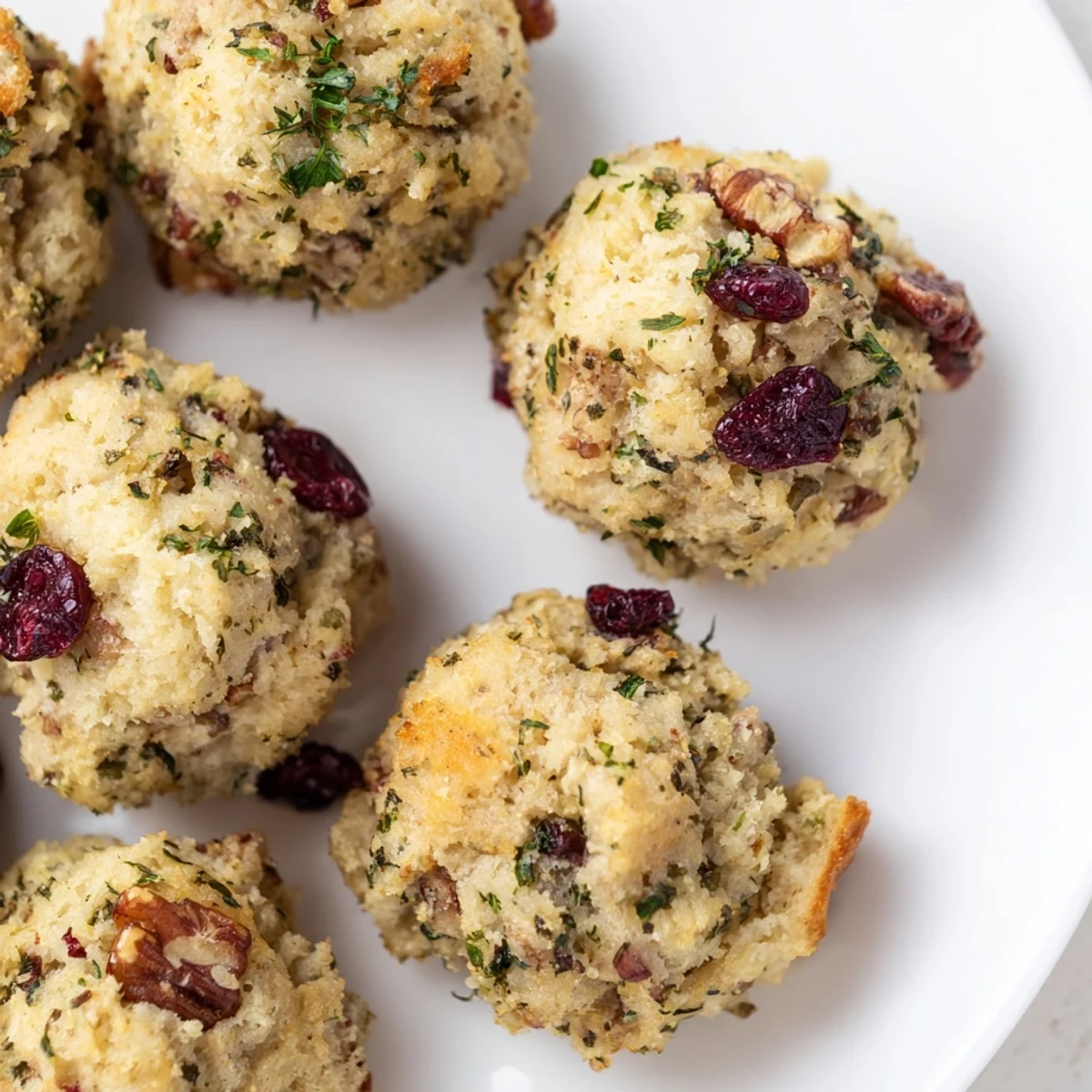 Quick Christmas Stuffing Balls, golden and crispy, ready to be served as an easy holiday side.