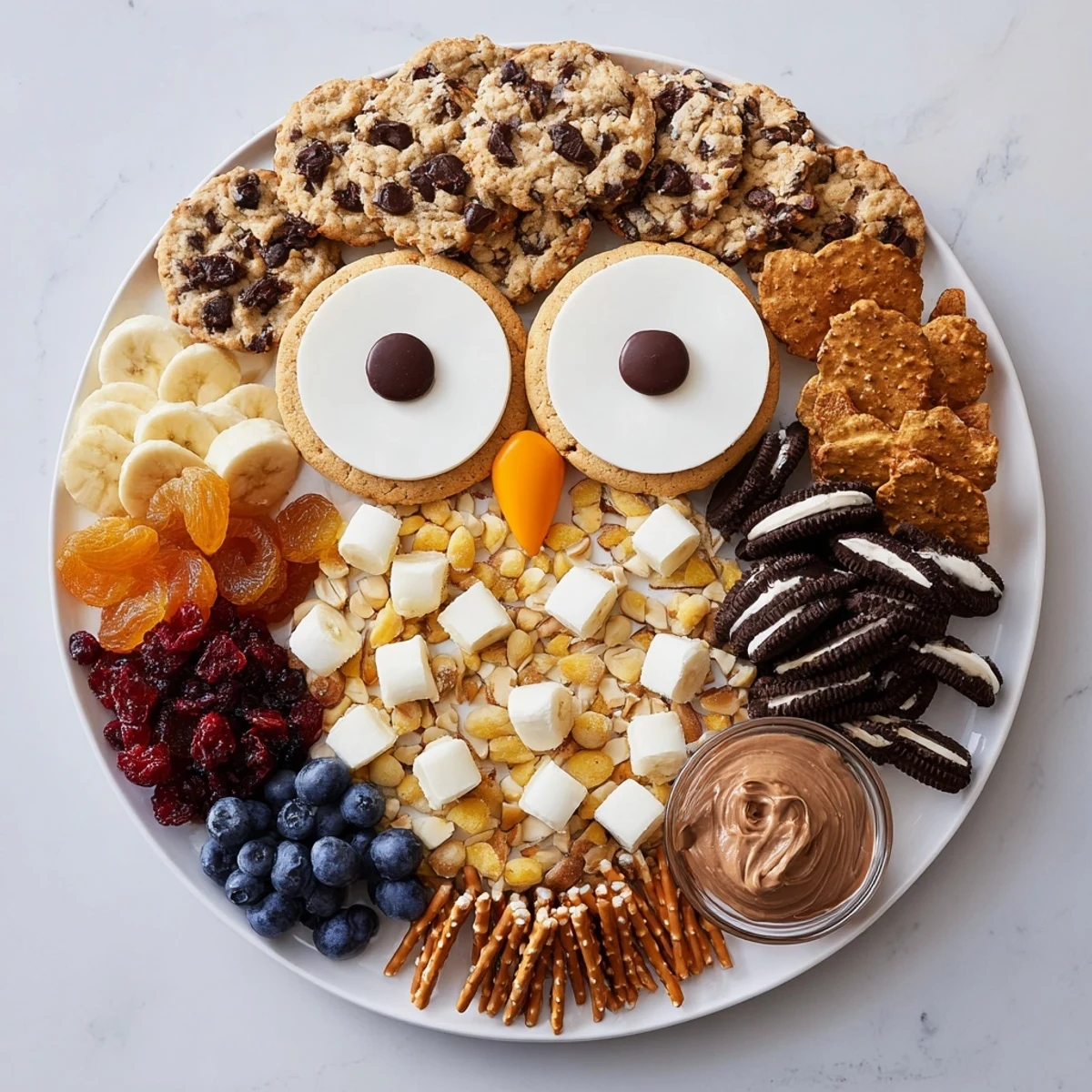 Imagine a fun and colorful Owl Hooting Dessert Board, perfectly assembled for a party or family night.