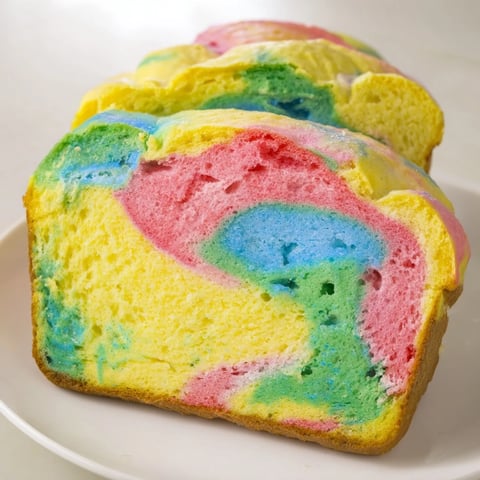 Light and fluffy Cloud Bread Rainbow version, perfect for colorful breakfast treats.  