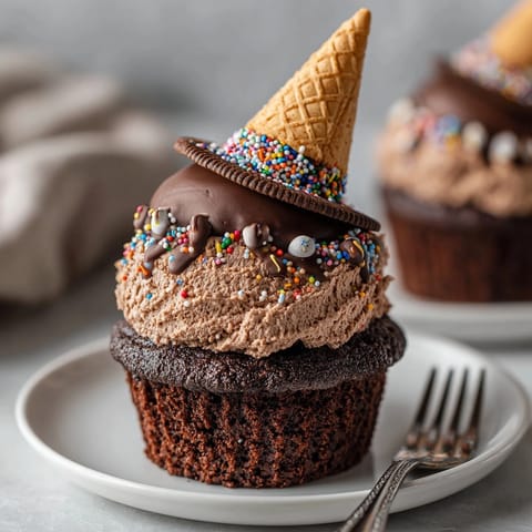 Homemade Witch Hat Surprise Cupcakes, a festive Halloween dessert with hidden candy inside.