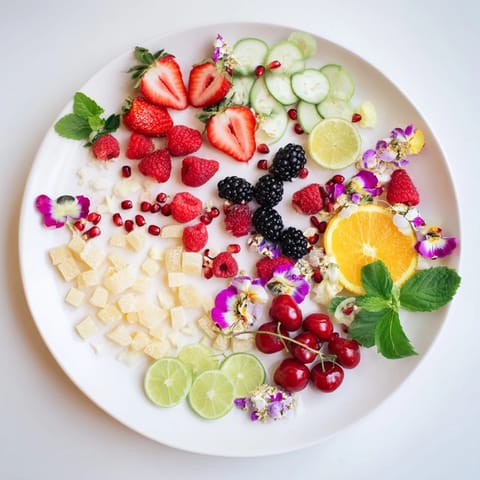 This vibrant photo showcases an array of Champagne Bar Garnishes, ready to elegantly top your bubbly.
