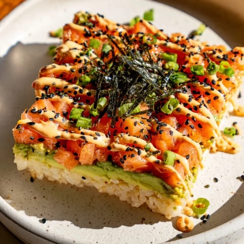 Crispy Rice Salmon Stack