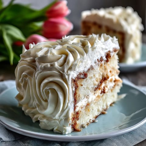 A festive vanilla birthday cake adorned with soft pastel buttercream flowers and delicate floral piping.  
