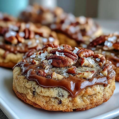 ALT text: Butter pecan cookies with brown butter and sea salt, golden and nutty with a hint of flaky sea salt on top.