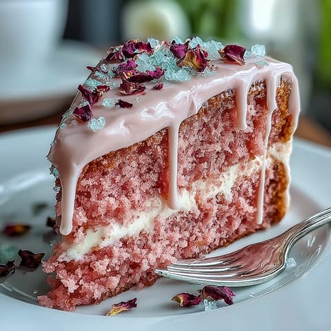 Elegant Bridal Shower Rosé Velvet Cake, a pink beauty with shimmering gold drip.