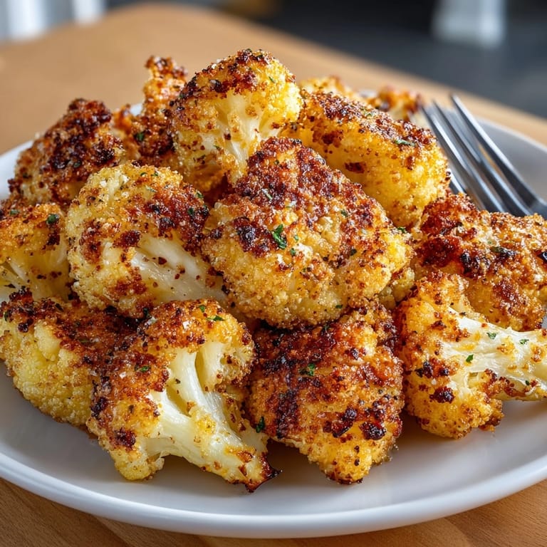 Freshly baked Parmesan Cauliflower Bites with melted cheese, served hot straight from the oven.