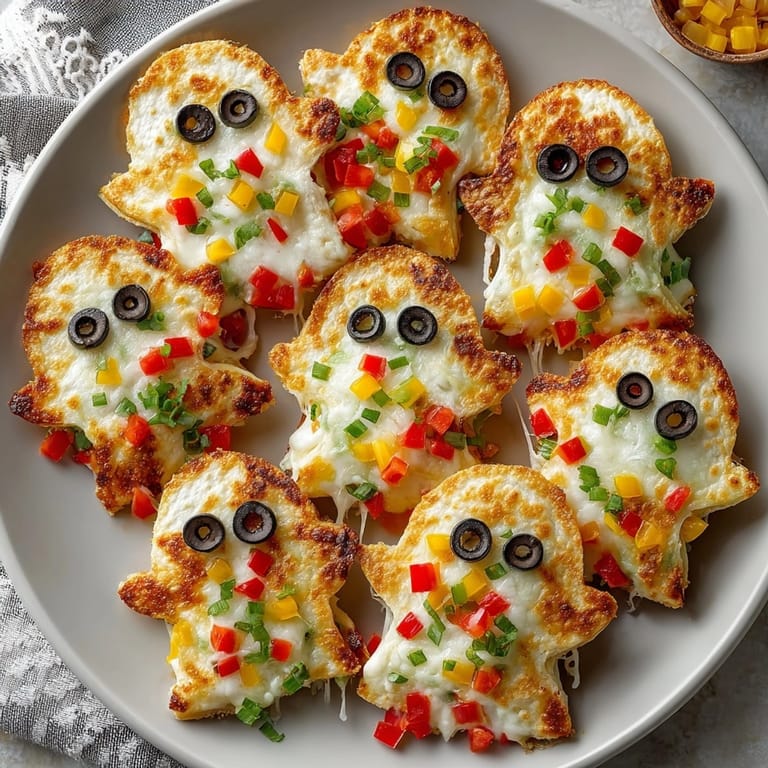 Homemade ghost quesadillas: cheesy, savory fun for kids, ready to bake.