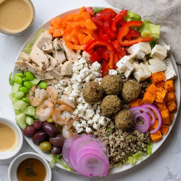 Guests enjoying interactive plated meals with grilled chicken, veggies, and vibrant sauces.  