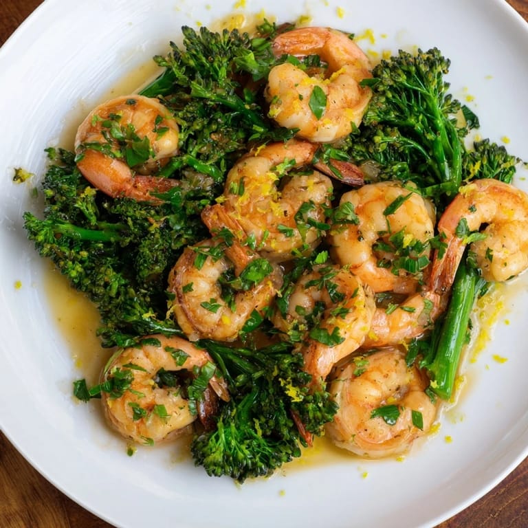 Tender shrimp and broccoli bathed in a bright lemon butter sauce, a quick and easy Lemon Butter Shrimp for dinner.