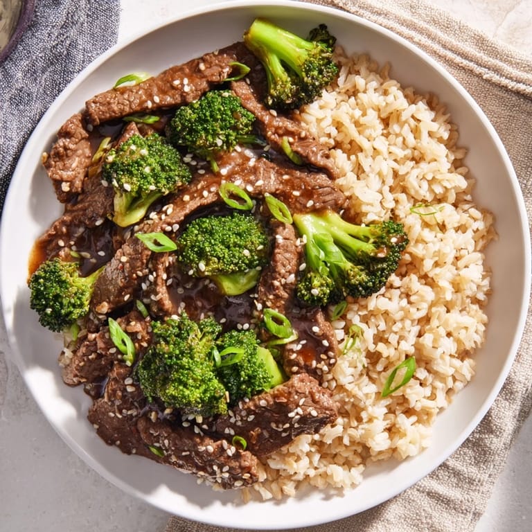 Imagine the savory aroma of this Slow-Cooker Beef & Broccoli, a flavorful blend of beef, broccoli and rice.