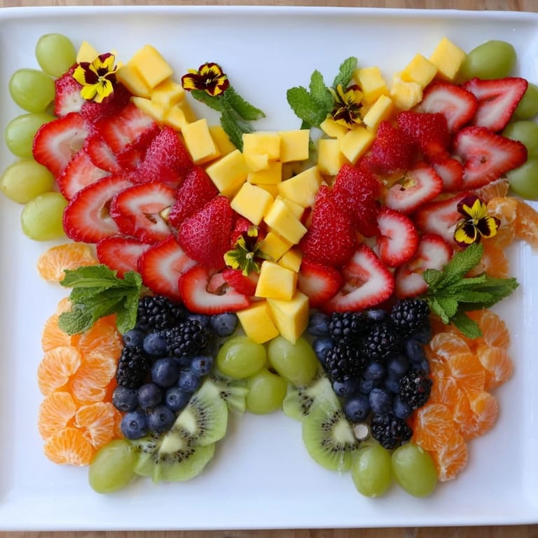 A beautiful Butterfly Bloom Fruit Board displays an assortment of juicy fruits, ready to be enjoyed as a refreshing treat.