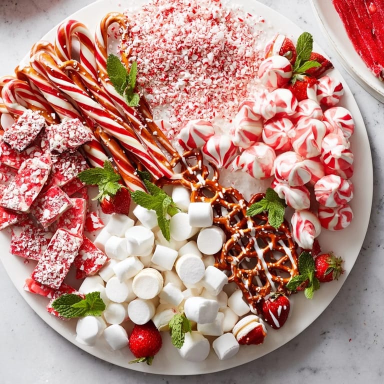 This beautiful Candy Cane Dessert Platter offers a delightful mix of flavors and textures to enjoy.