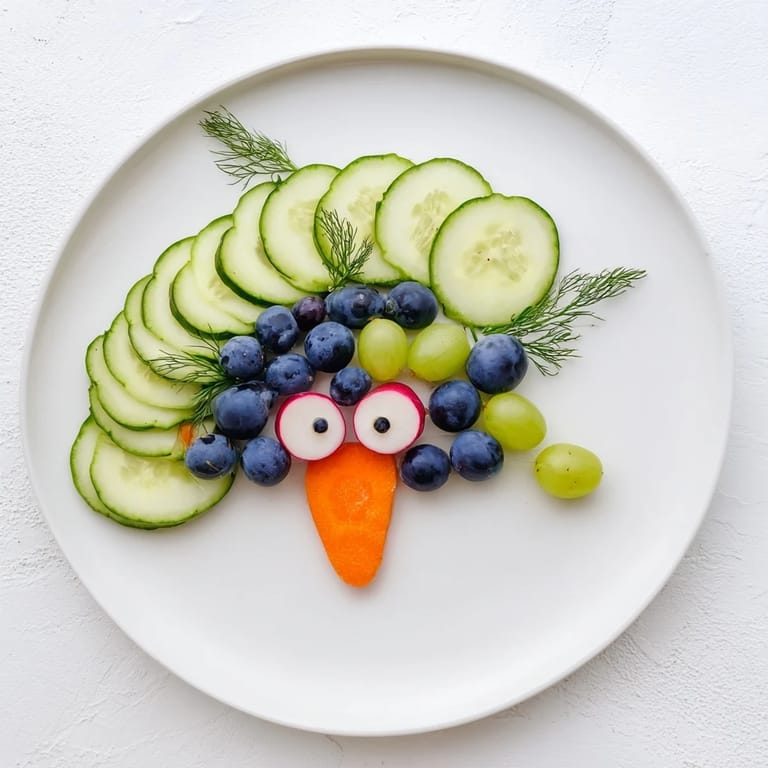 Enjoy a gorgeous Peacock Tail made with fresh produce, a healthy and visually-striking snack.