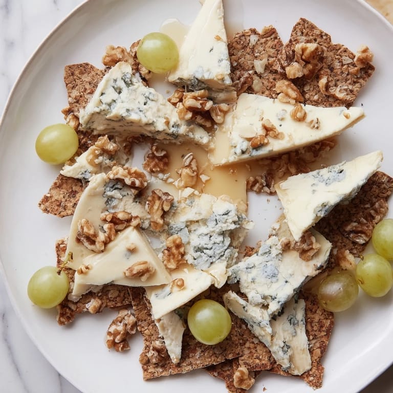 Get ready to savor this The Blue Ridge Mountains cheese platter, featuring grapes and walnuts against the blue cheeses.