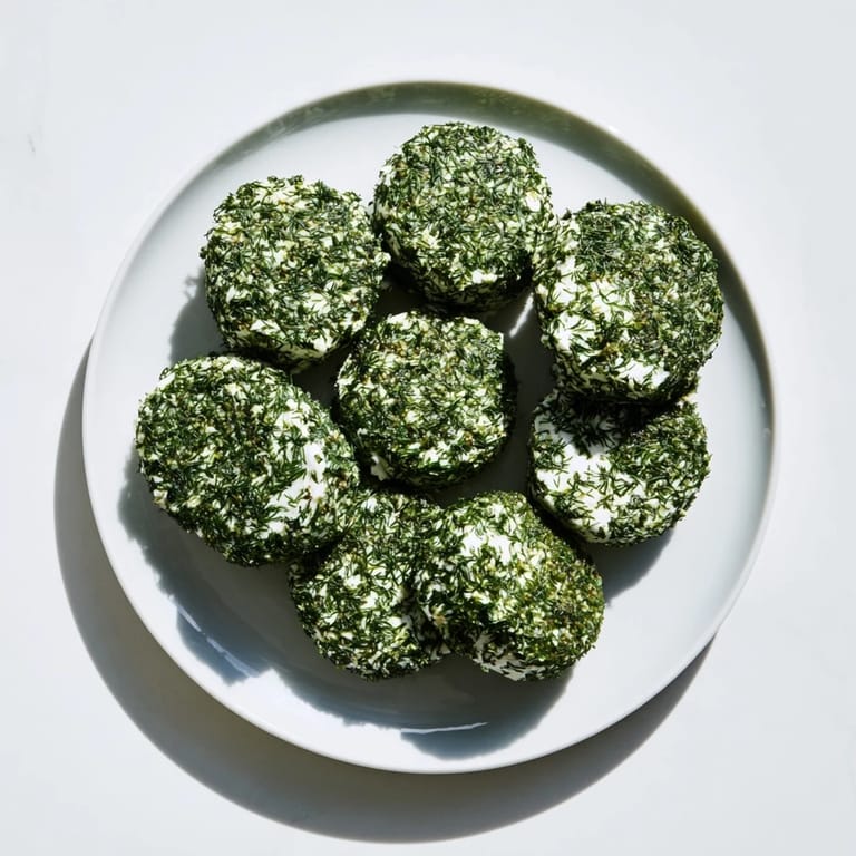 Picture the perfect party: bite sized Mossy Stone appetizers with fresh herbs waiting to be enjoyed.