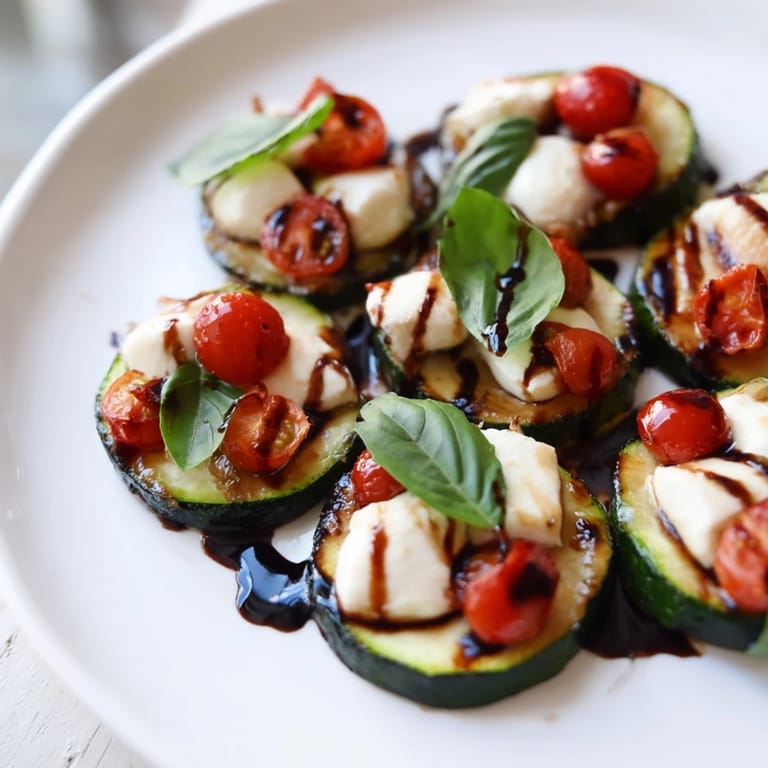 Serve these vibrant Zucchini Caprese Bites, a delightful Caprese twist with fresh tomatoes and basil.