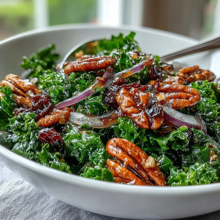 Delicious Warm Kale Salad With Maple Mustard Dressing, perfect for a light, flavorful, and comforting meal.