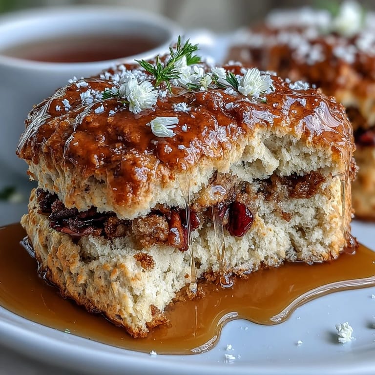 Floral dandelion scones topped with honey and clotted cream, perfect for a springtime brunch spread.