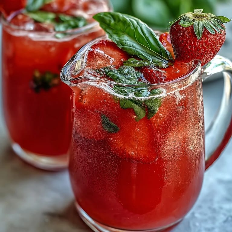 Enjoy this easy Strawberry Basil Lemonade, ideal for summer entertaining.