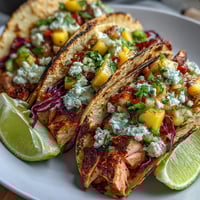 Grilled salmon tacos with mango salsa bursting with fresh flavors and vibrant colors.
